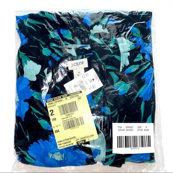 NWT J Crew Long Sleeve Floral Bow Top - Picture 5 of 15